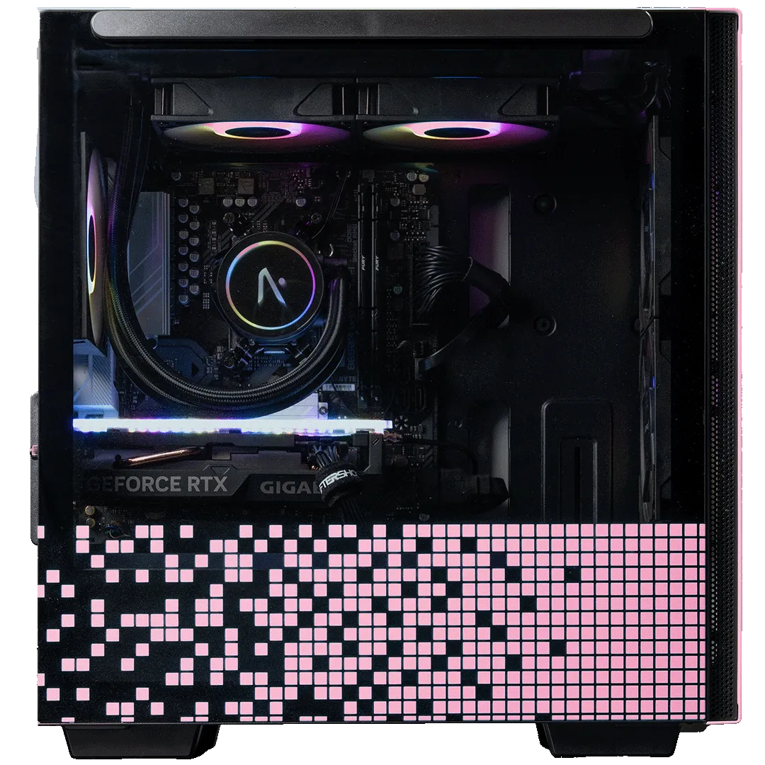 Aftershock Pixel Heart Pink Desktop Gaming PC (Ryzen 5 7500F) [RTX 4060]