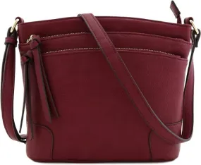 All-In-One Tassel Detailed Crossbody Bag/ Messenger Bag - Burgundy