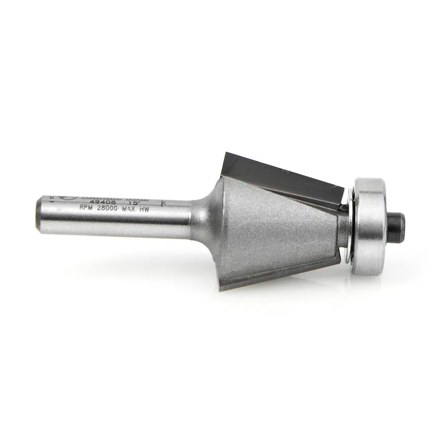 Amana 49408 15° Chamfer 1/4" Shank Router Bit