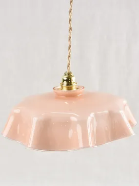 Antique French pink opaline pendant light fixture - 10¼"