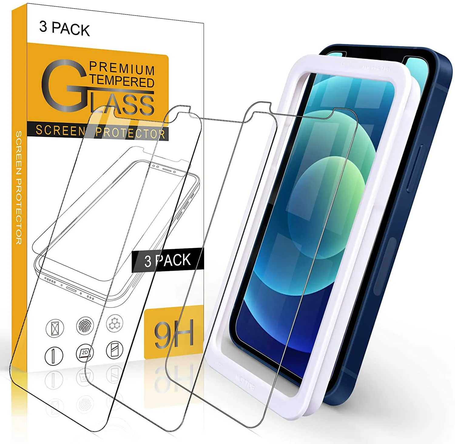 Arae Screen Protector for iPhone 12 Mini, HD Tempered Glass Anti Scratch Work with Most Case, 5.4 inch, 3 Pack