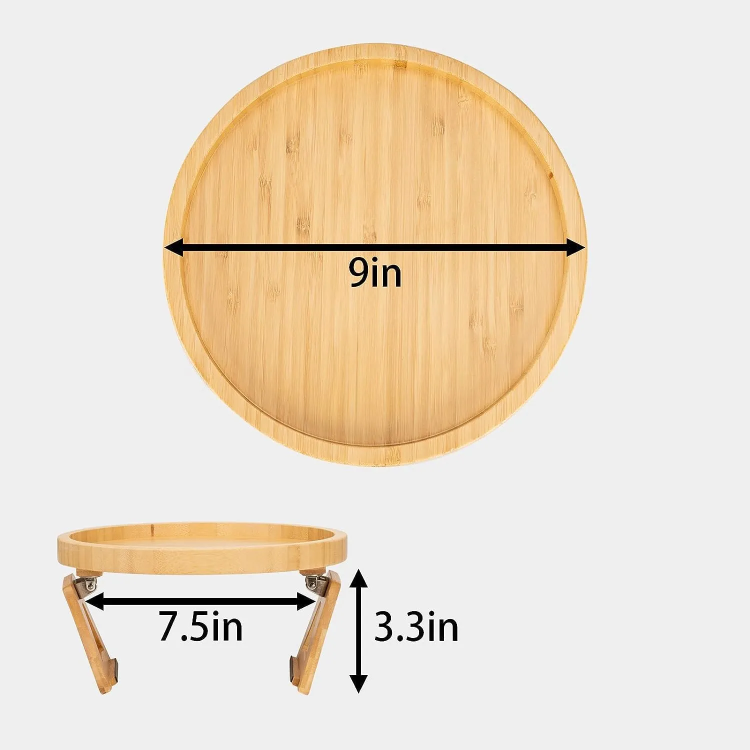 Bamboo Sofa Armrest Clip-On Tray | Ideal for Remote/Drinks/Phone (Round Shape)