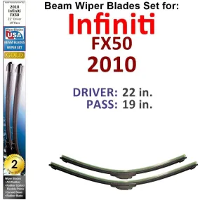 Beam Wiper Blades for 2010 Infiniti FX50 (Set of 2)