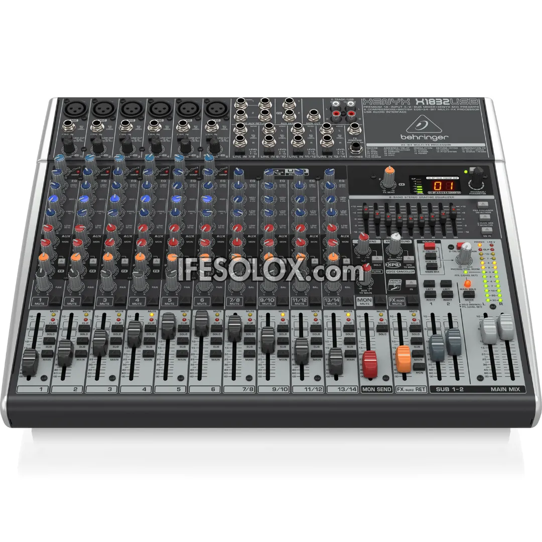 Behringer XENYX X1832USB 18-Input Mixer with XENYX Mic Preamps, Multi-FX Processors and USB Audio Interface - Brand New