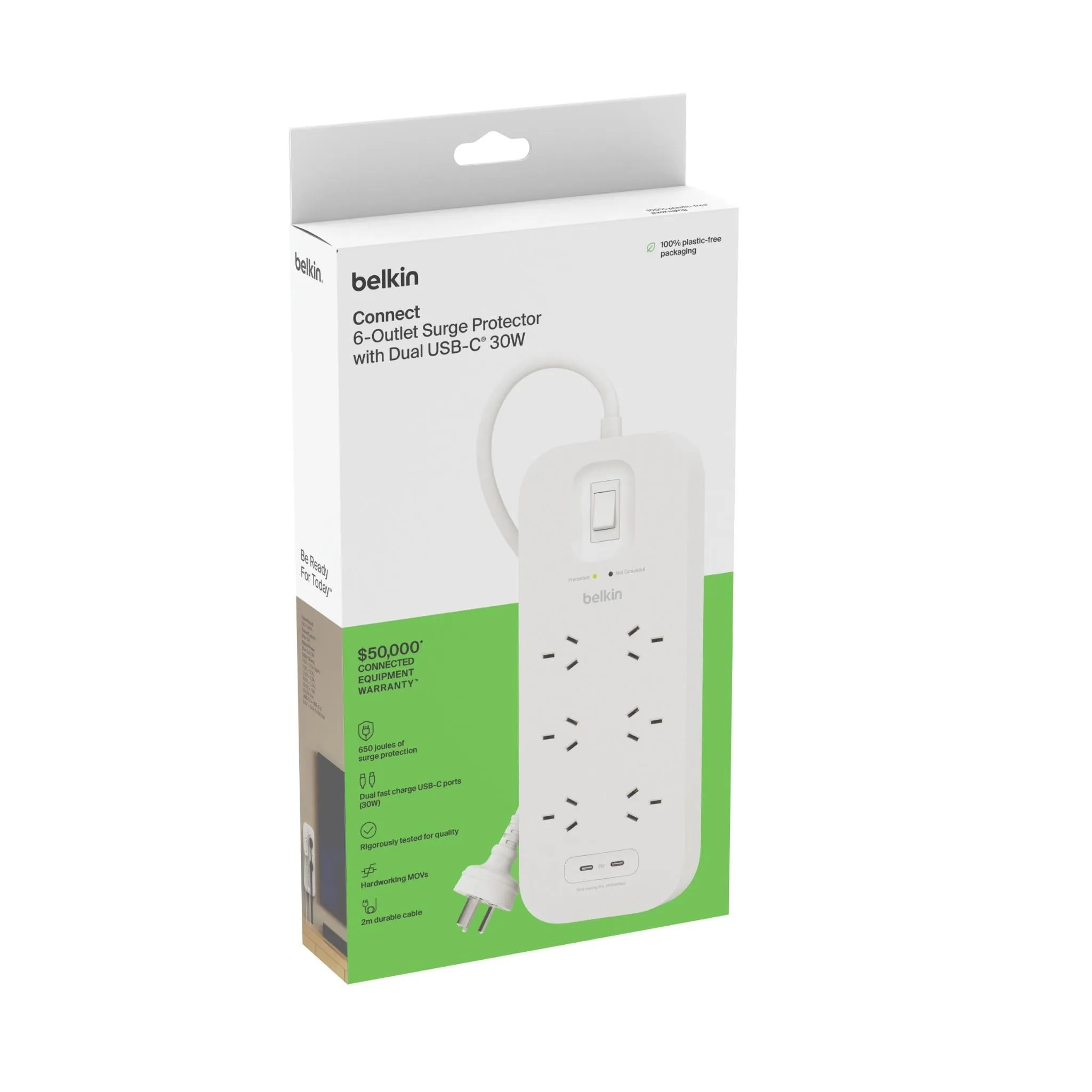 Belkin Connect 6-Outlet Surge Protector with Dual USB-C 30W