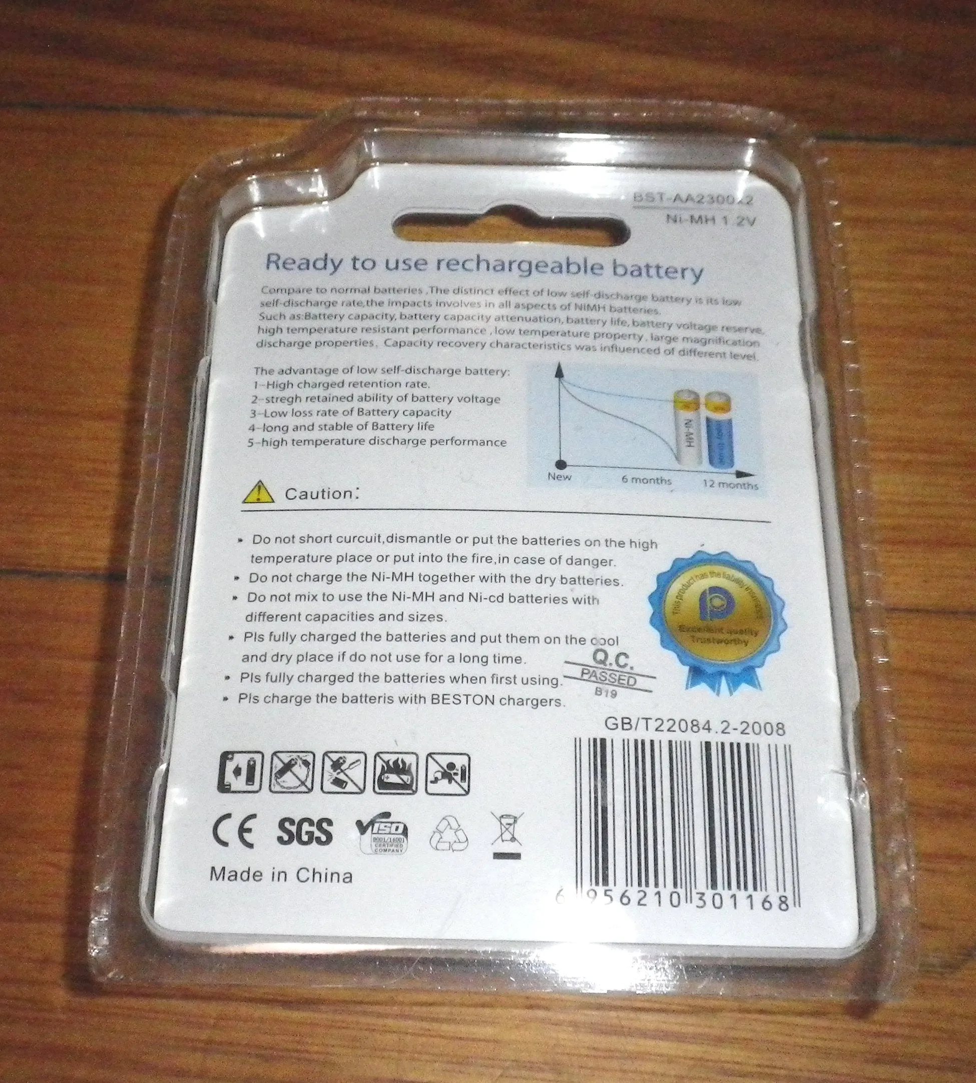 Beston AA Ni-MH 2300mAh Rechargeable Battery (Pkt 2) - Part # BST-AA2300