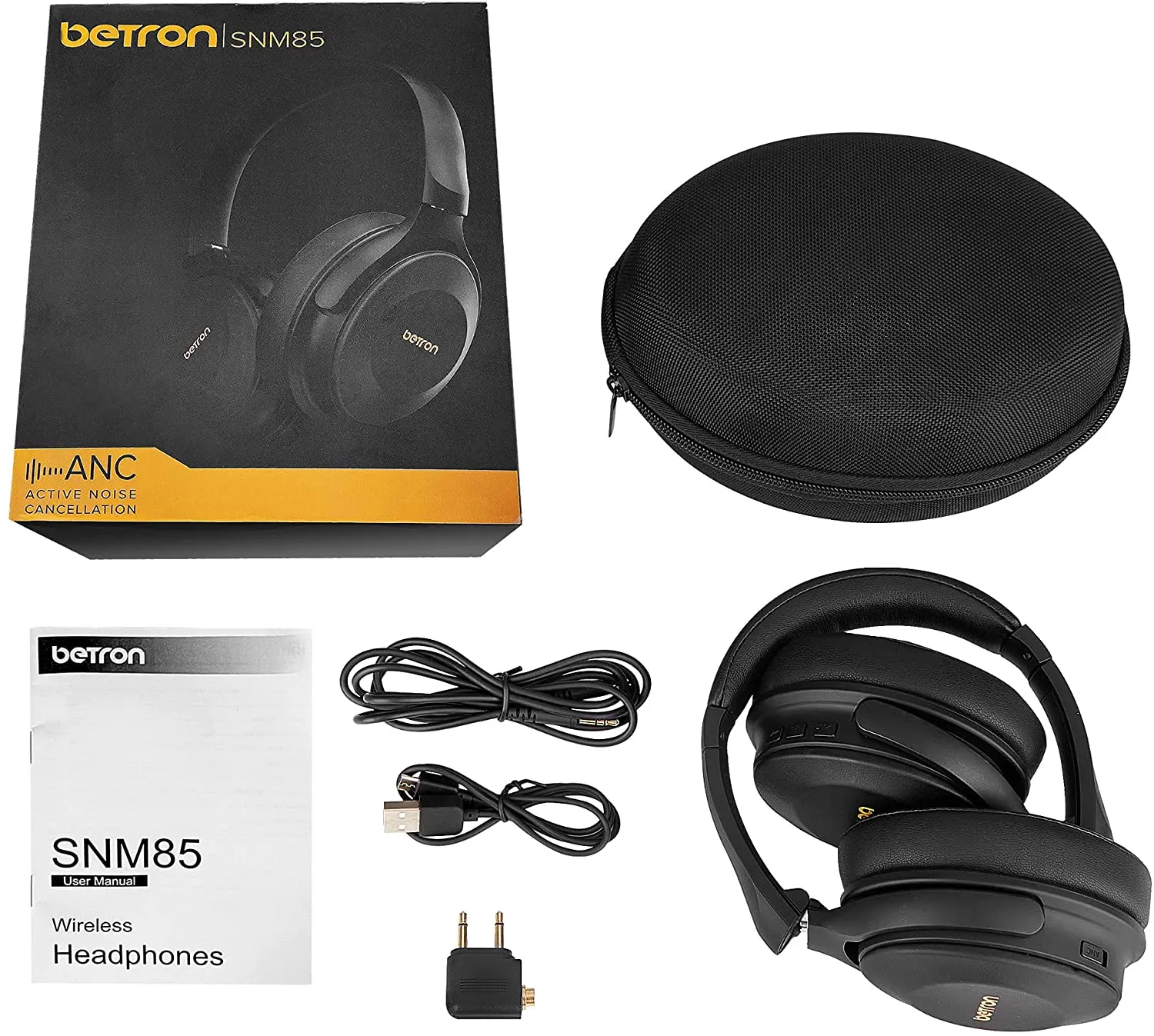 Betron SNM85 Noise Cancelling Over Ear Wireless Headphones Bluetooth Headset with Microphone Compatible with Smartphones Laptops Tablets Computers