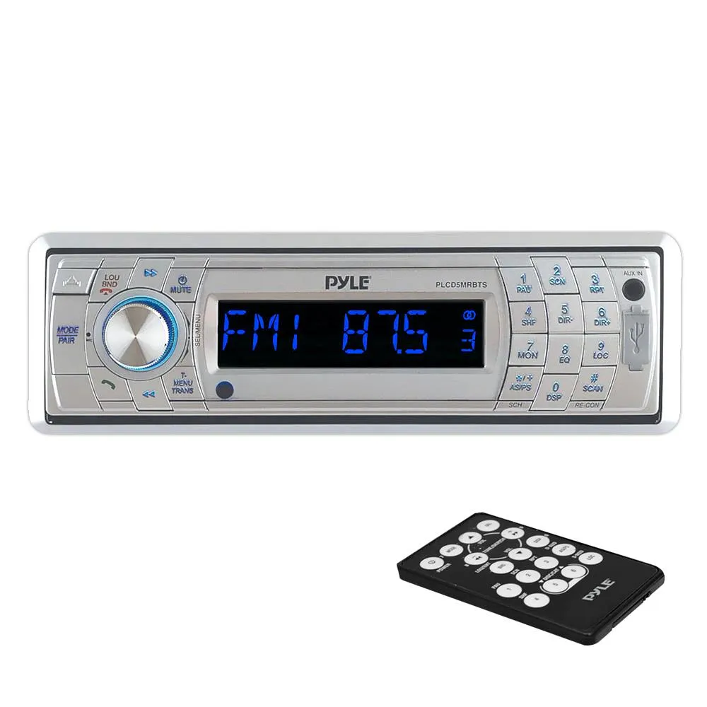 Bluetooth Stereo Radio Headunit Receiver, Wireless Streaming & Call Answering, Aux (3.5Mm) Mp3 Input, Cd Player, Usb Flash & Sd Card Readers, Remote Control, Detachable Face, Single Din (Silver)