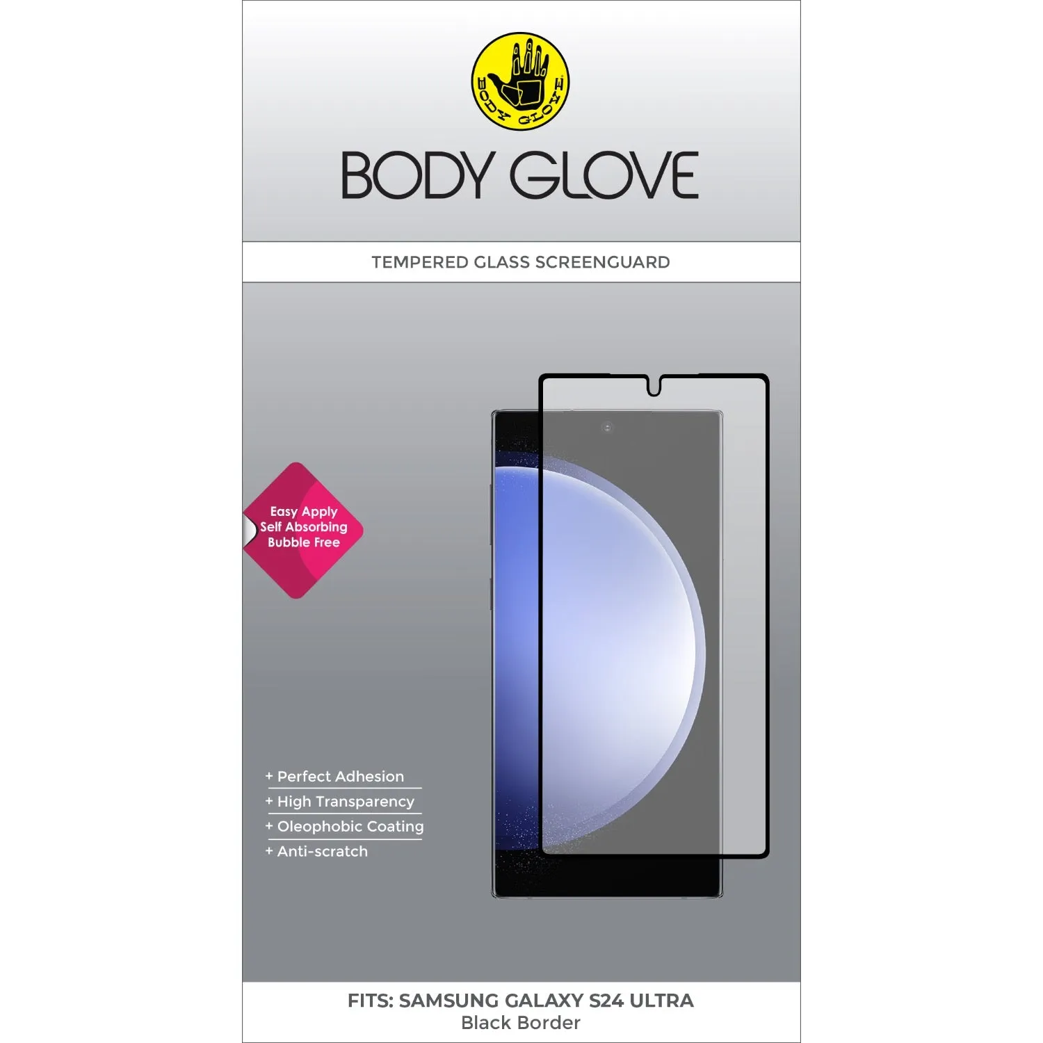 Body Glove Tempered Glass Screen Protector - Samsung Galaxy S24U - Black Border