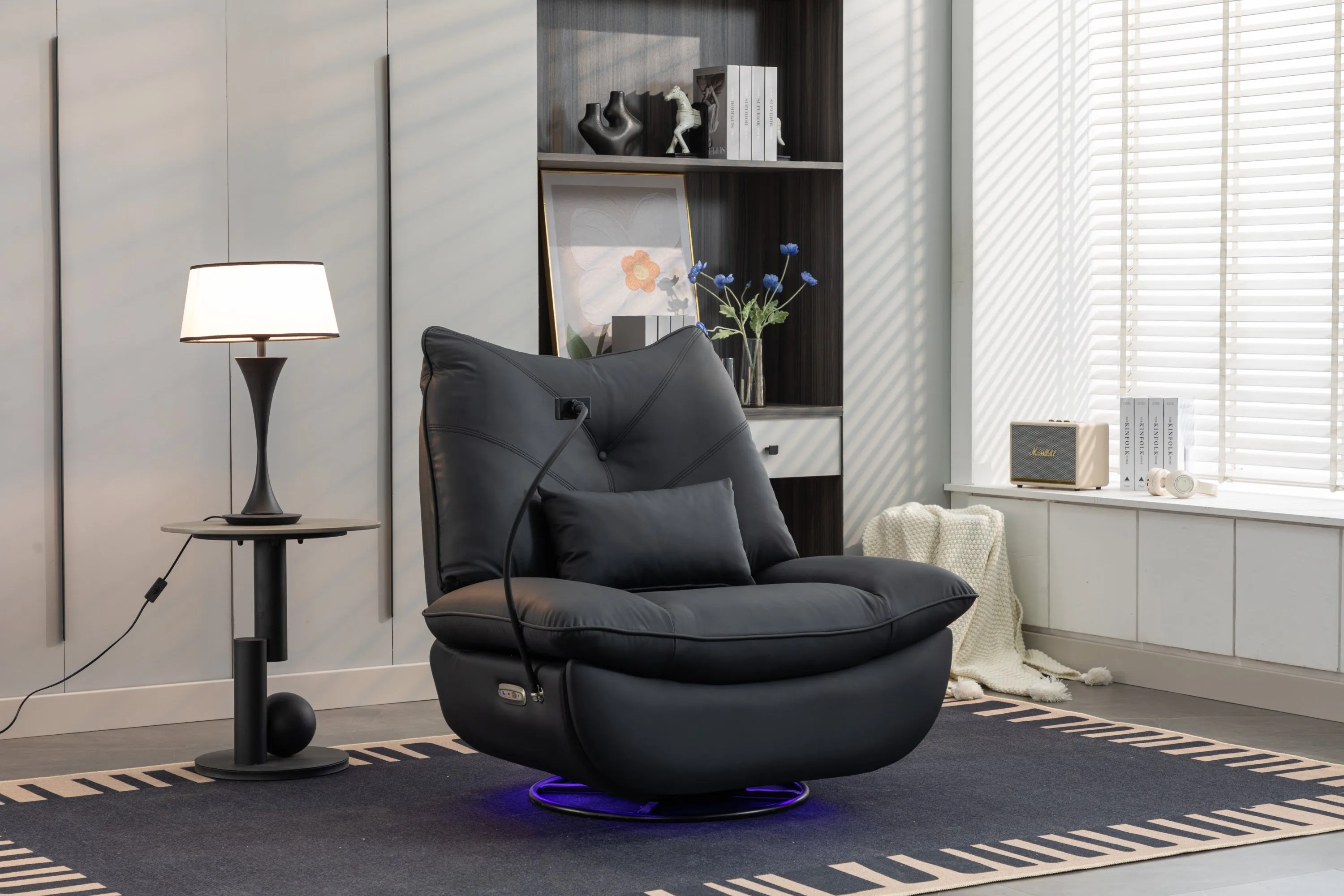 Bravo 270 Swivel Glider Recliner Chair - Black