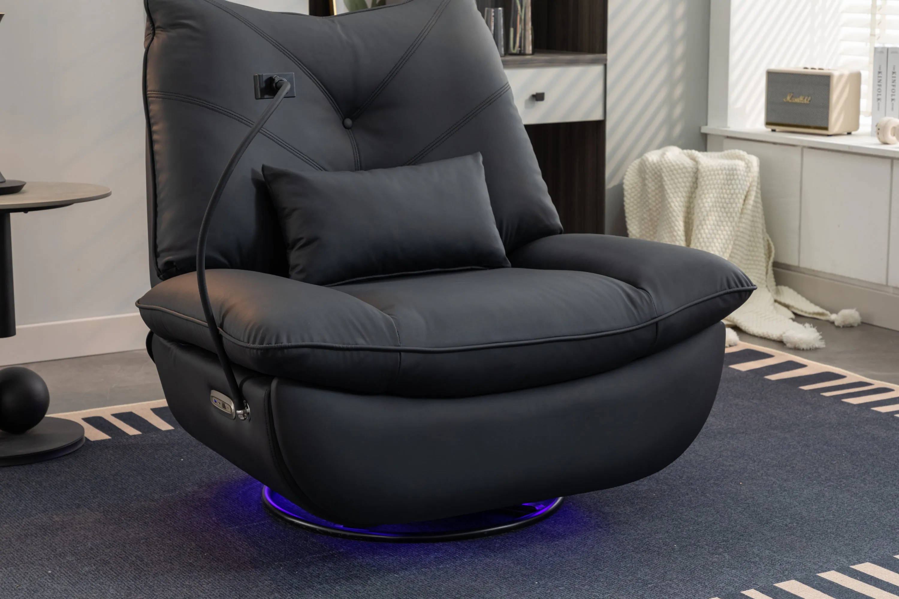 Bravo 270 Swivel Glider Recliner Chair - Black