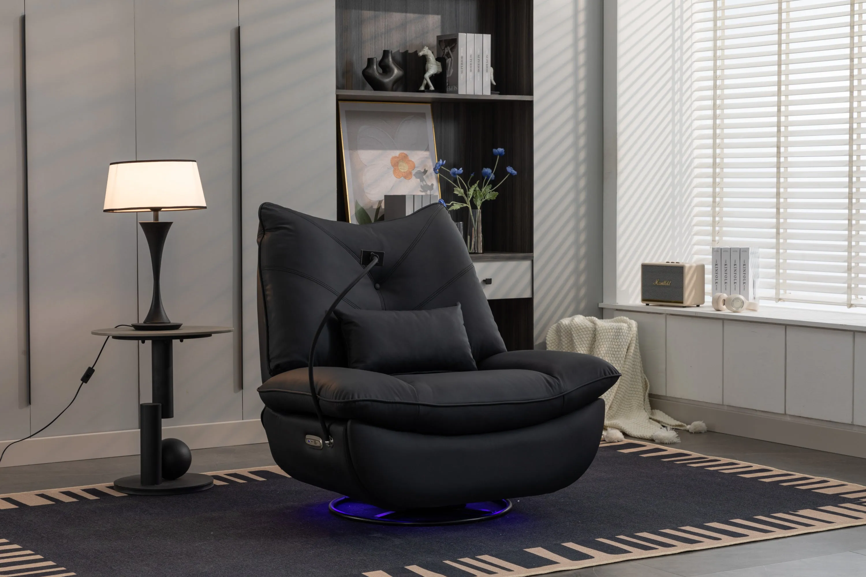 Bravo 270 Swivel Glider Recliner Chair - Black