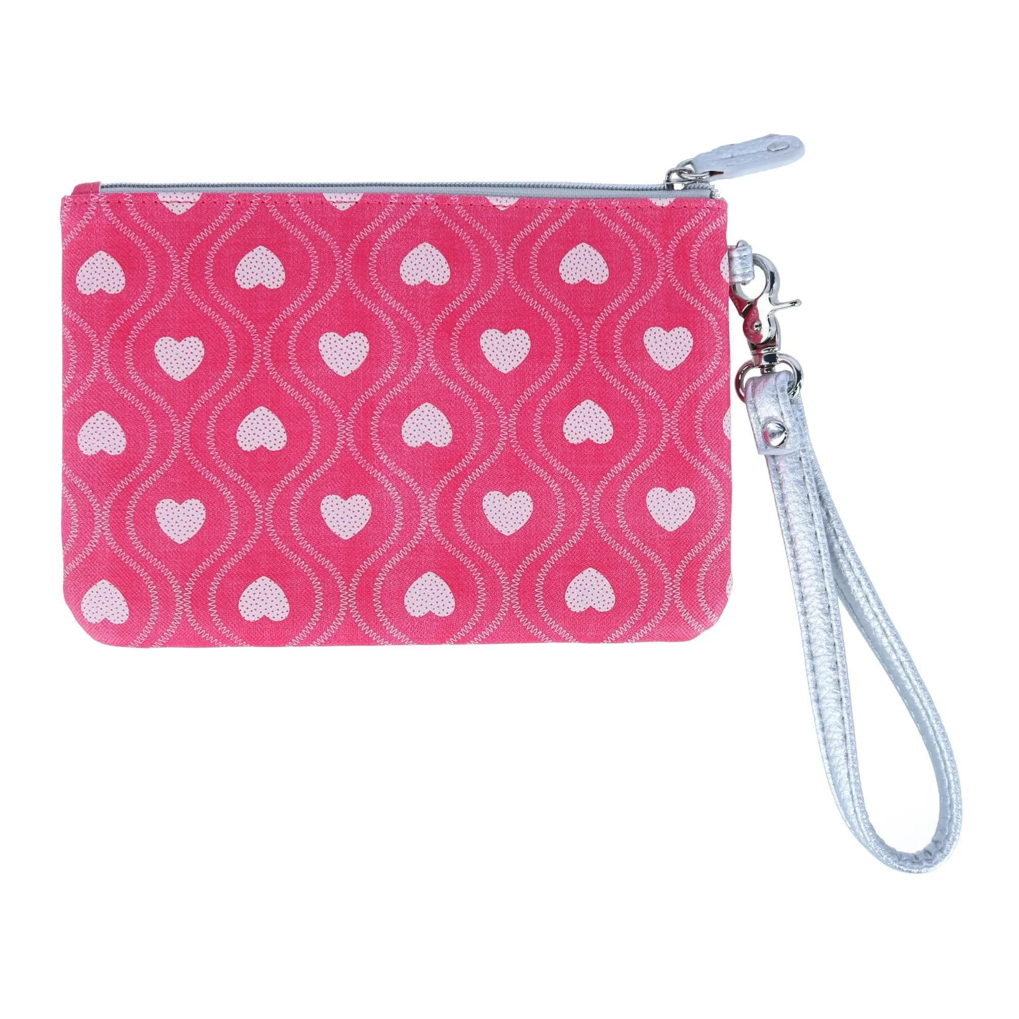 Buxton Women's Swervy Hearts Print Vegan Leather Wristlet Pouch