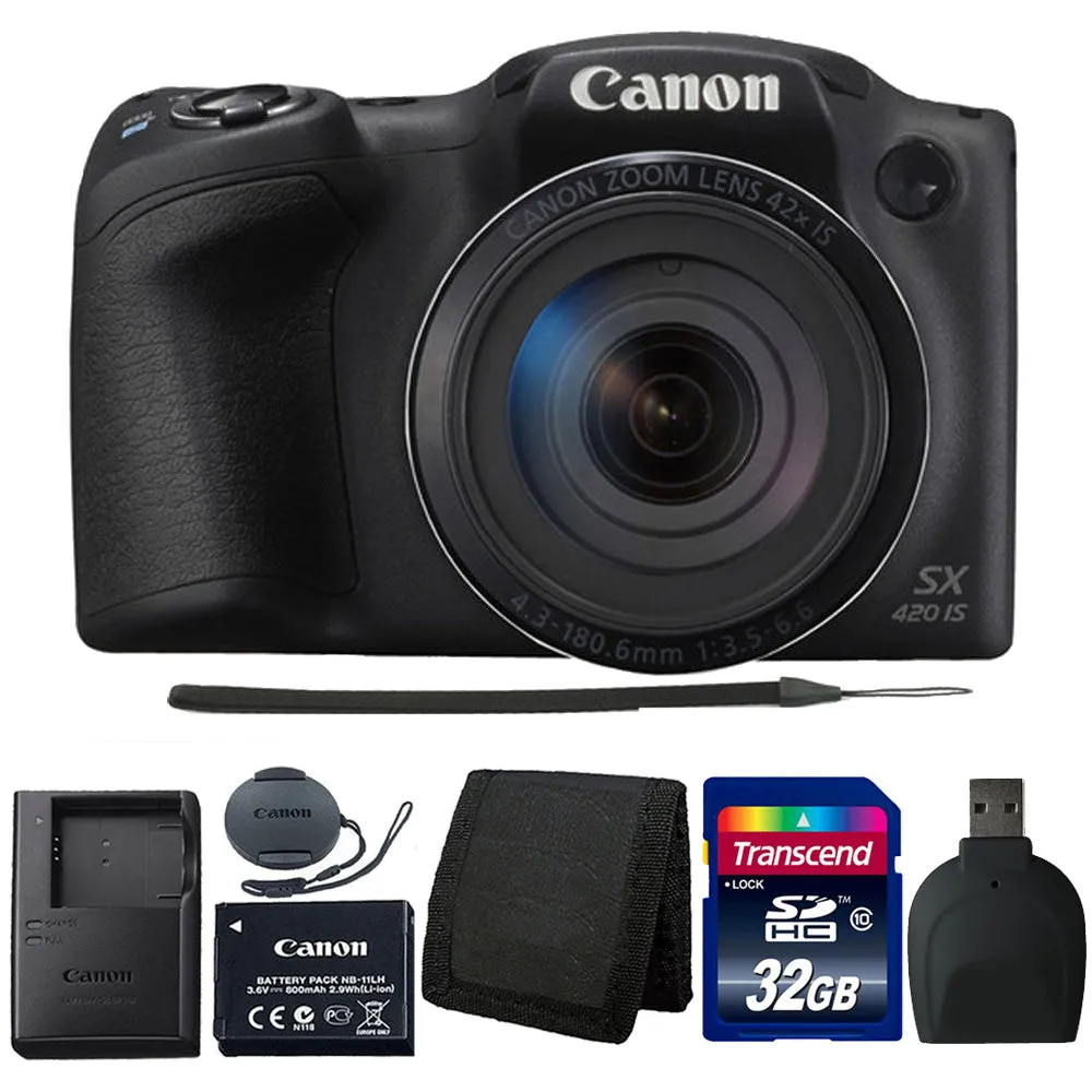 Canon PowerShot SX420 IS 20MP Digital Camera (Black) with Accessory Kit