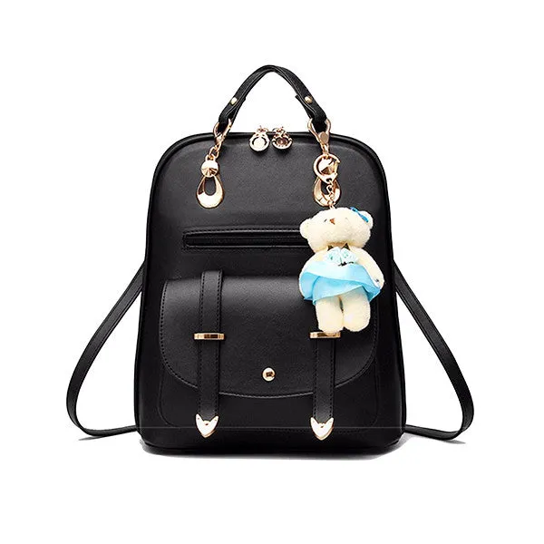 Classic Fashion Backpacks with Teddy Bear Charm