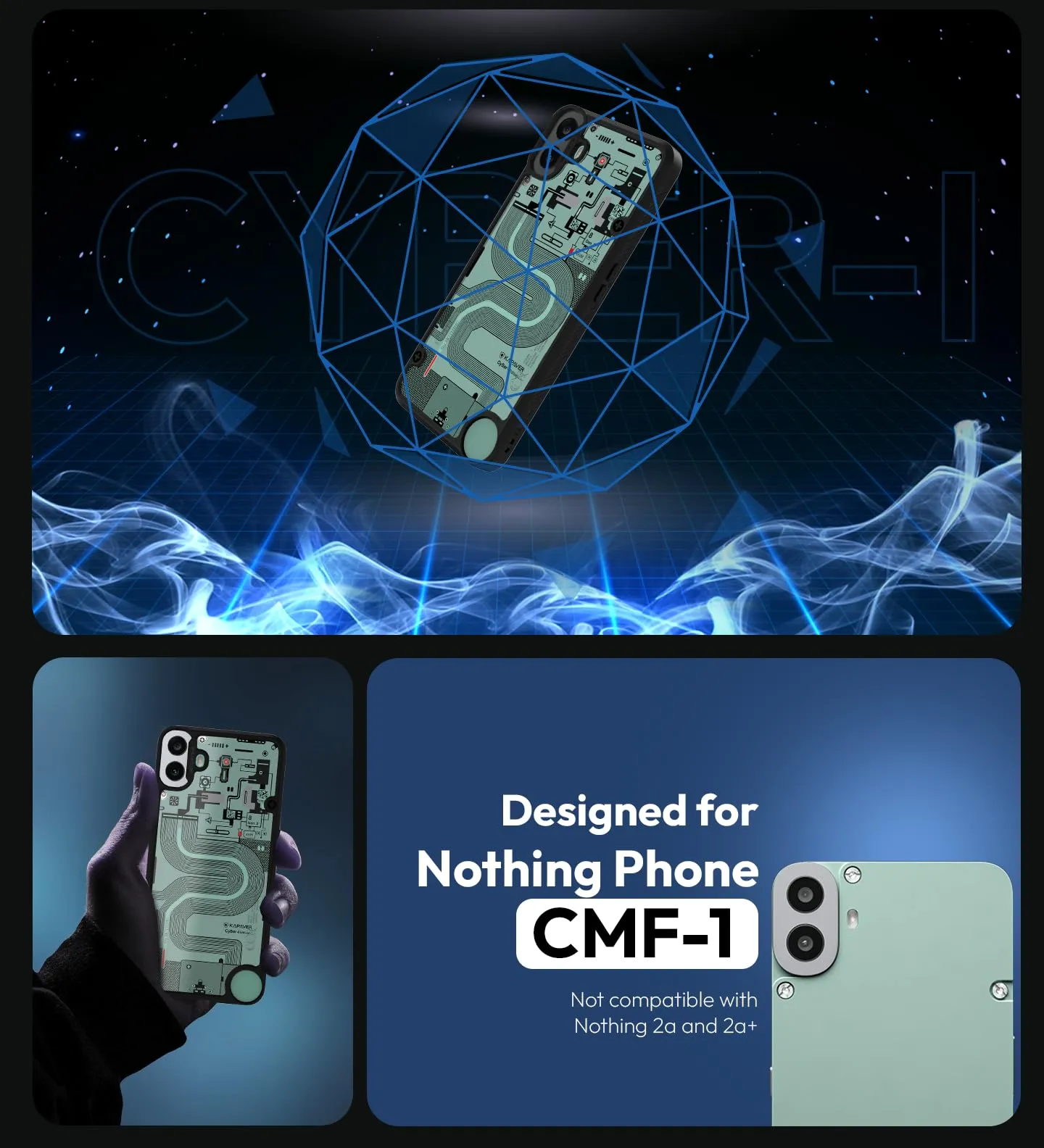 CMF Phone 1 By NOTHING Back Cover Case | CyBer-i Edition - Black (01)