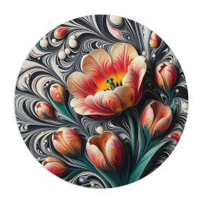 Colorful traditional marbling art flowers Mouse Pad