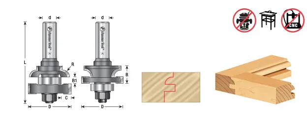 Concave Stile & Rail Router Bit Set | 1 5⁄8 Dia x 11⁄16 x 5⁄32 Radius x 1⁄2" Shank | 55421 | 738685554210