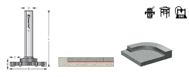 Countertop Trim Router Bit | 2 1⁄16 Dia x 1⁄4 x 1⁄2" Shank | 57136 | 738685971369