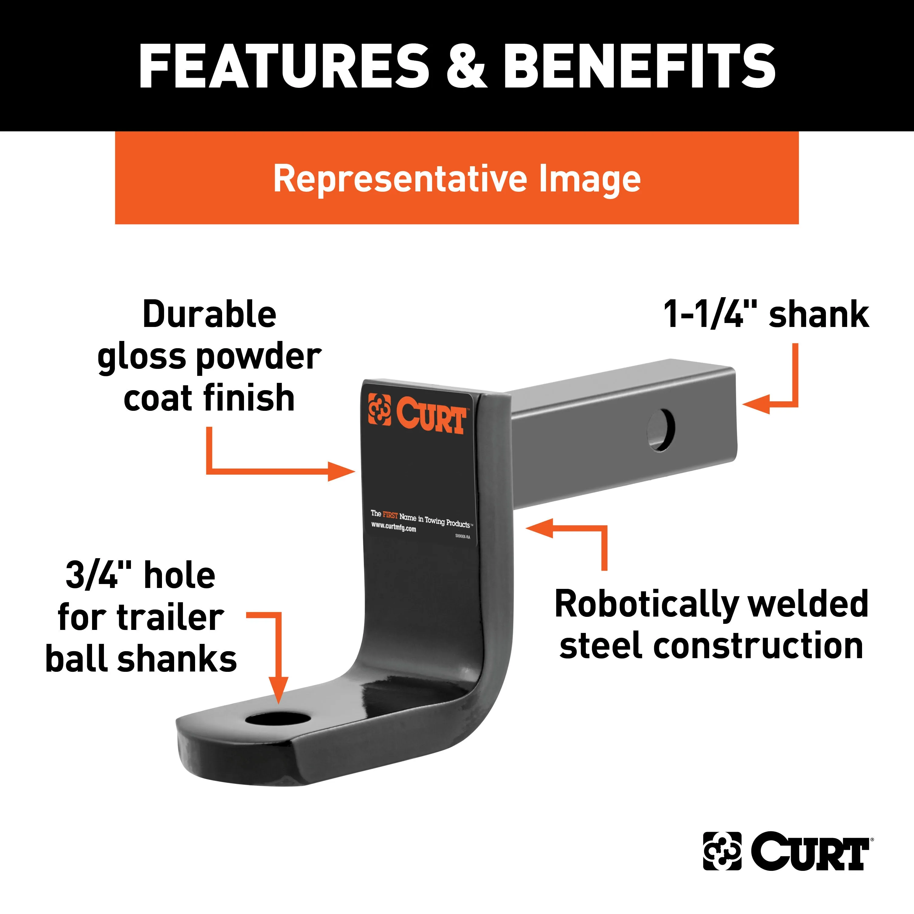 CURT 45028 Class 1 Ball Mount (1-1/4in. Shank; 2;000 lbs.; 6in. Drop; 5-9/16in. Long)