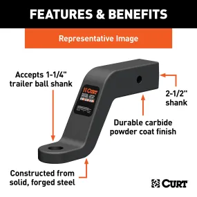 CURT 45460 Commercial Duty Forged Ball Mount (2-1/2in. Shank; 20;000 lbs.; 8in. Drop)