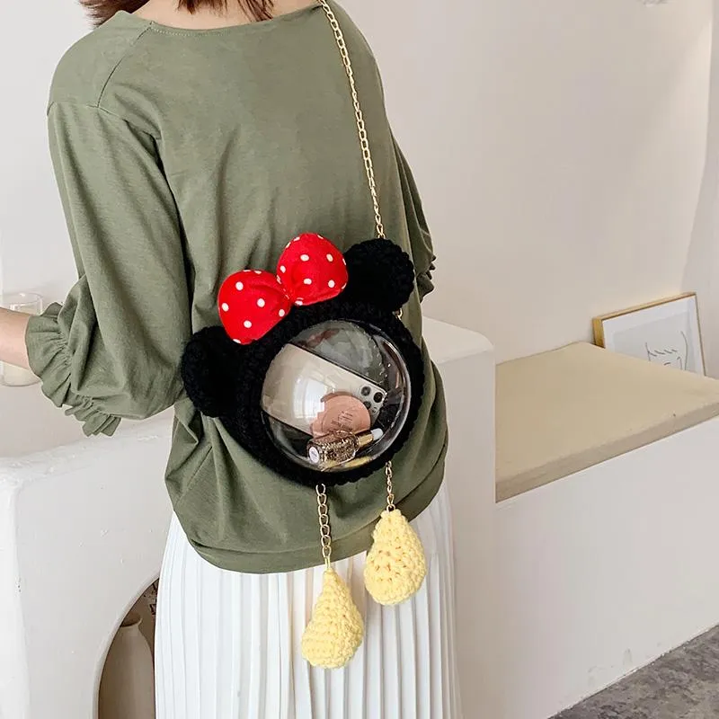 Cute Minnie Mouse Crochet Crossbody Purse Minnie Mouse Crochet Shoulder Bags for Girl Minnie Mouse Crochet Crossbody Purses