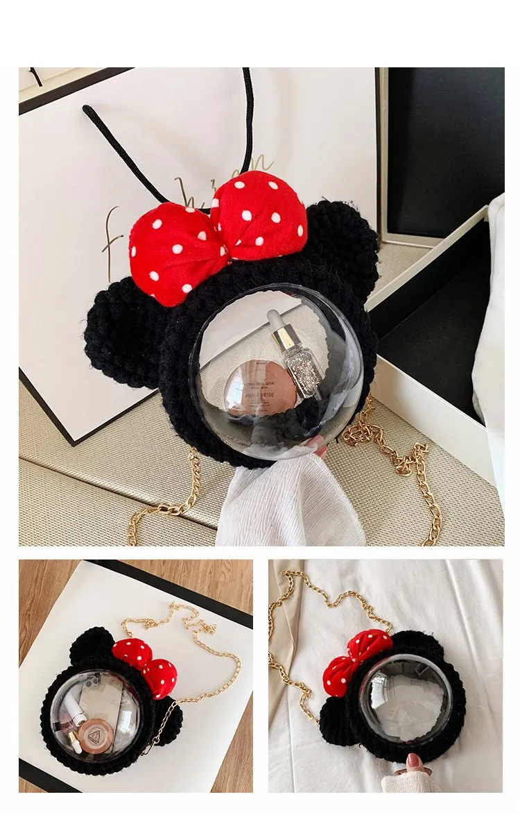 Cute Minnie Mouse Crochet Crossbody Purse Minnie Mouse Crochet Shoulder Bags for Girl Minnie Mouse Crochet Crossbody Purses