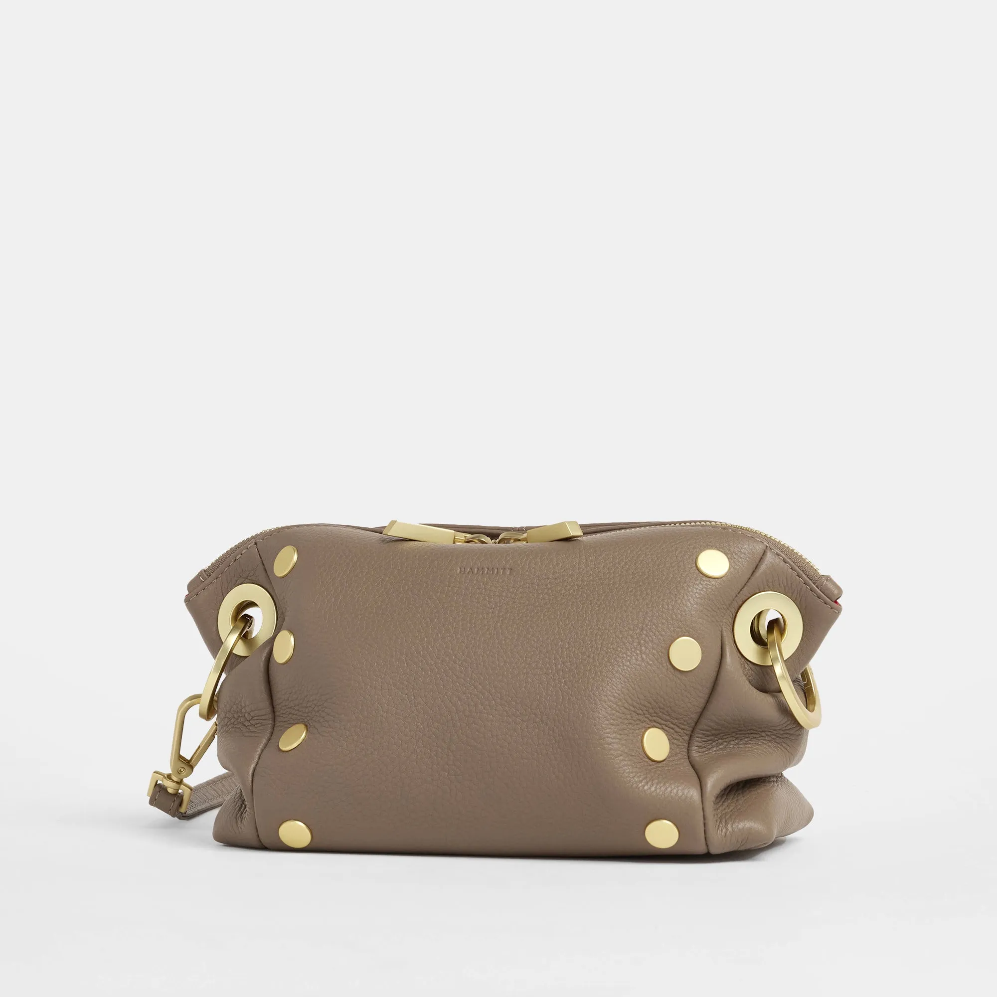 Daniel Crossbody Clutch | Sculpted Taupe/Brushed Gold | Sml