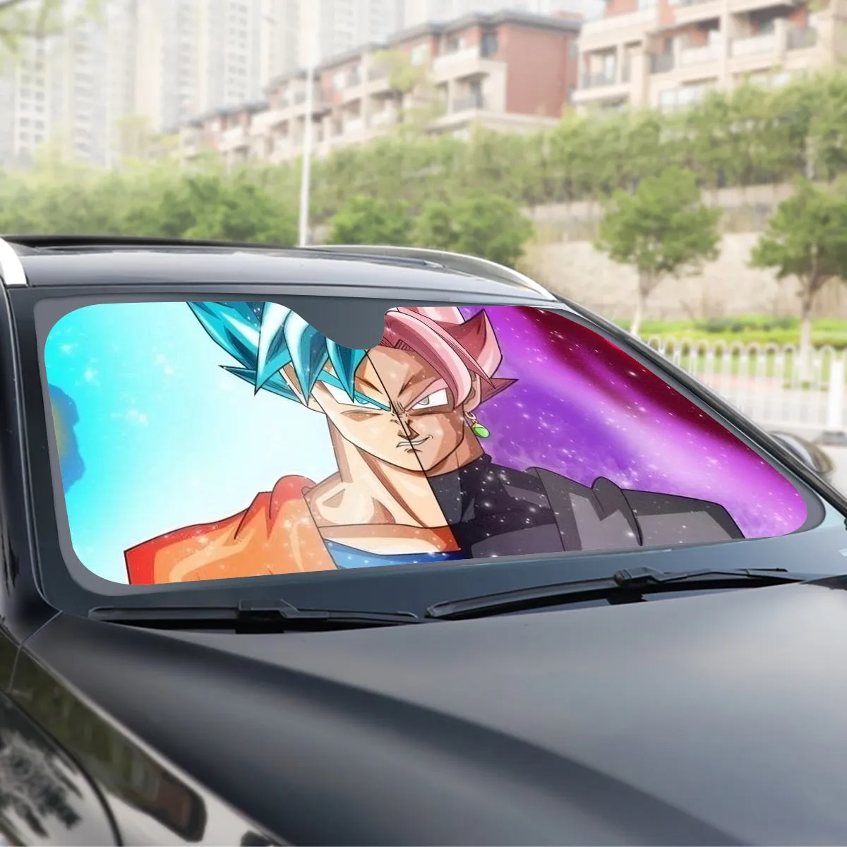 DBZ Goku SSGSS Black Rose Super Saiyan Portraits Dope Windshield Sunshade