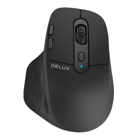 Delux M912DB Wired / Wireless Bluetooth Optical Ergonomic Mouse 2.4GHz with OLED Screen, 4000 DPI, USB Receiver, 8 Programmable Buttons, Non-Slip Grip Rechargeable for Windows PC, Laptop, macOS