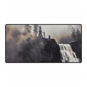 Desk Mats - Black & White Art Waterfall Misty Landscape