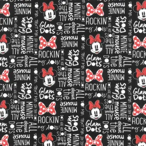 Disney Minnie Mouse Dreaming in Dots - Minnie All About the Dots Black Yardage