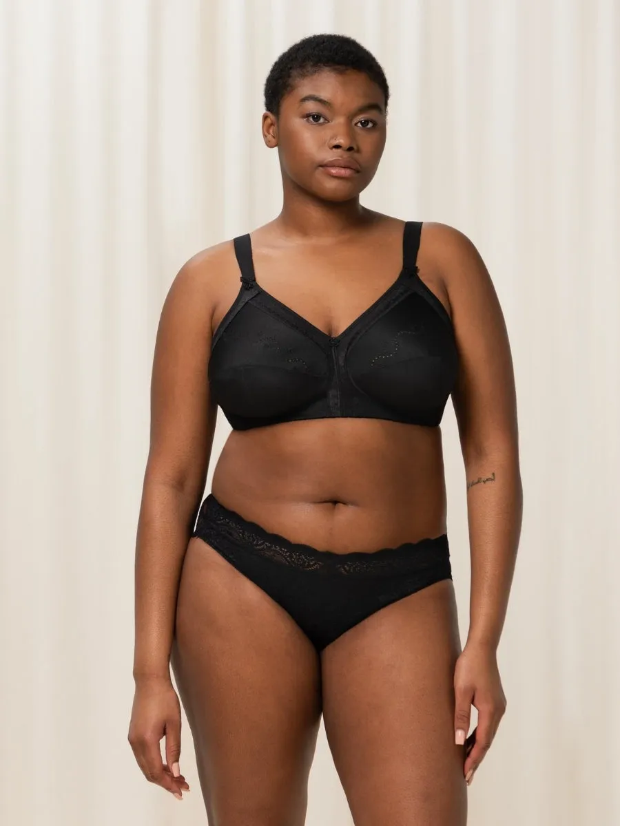 Doreen   Cotton Full Cup Bra - Black