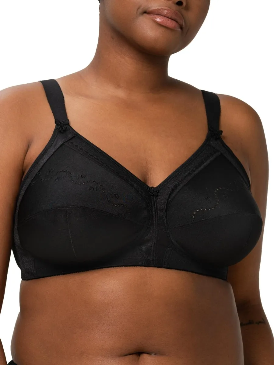 Doreen   Cotton Full Cup Bra - Black