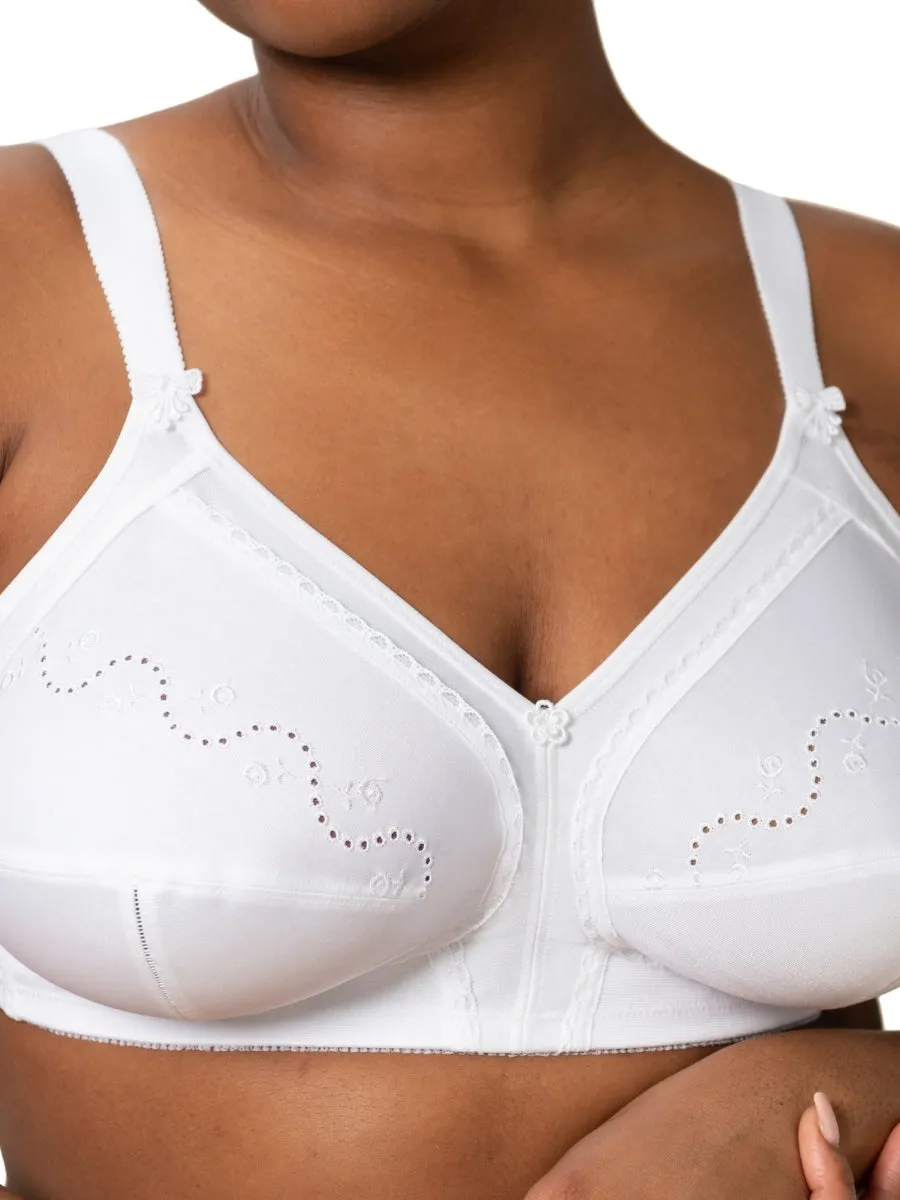 Doreen   Cotton Full Cup Bra - White