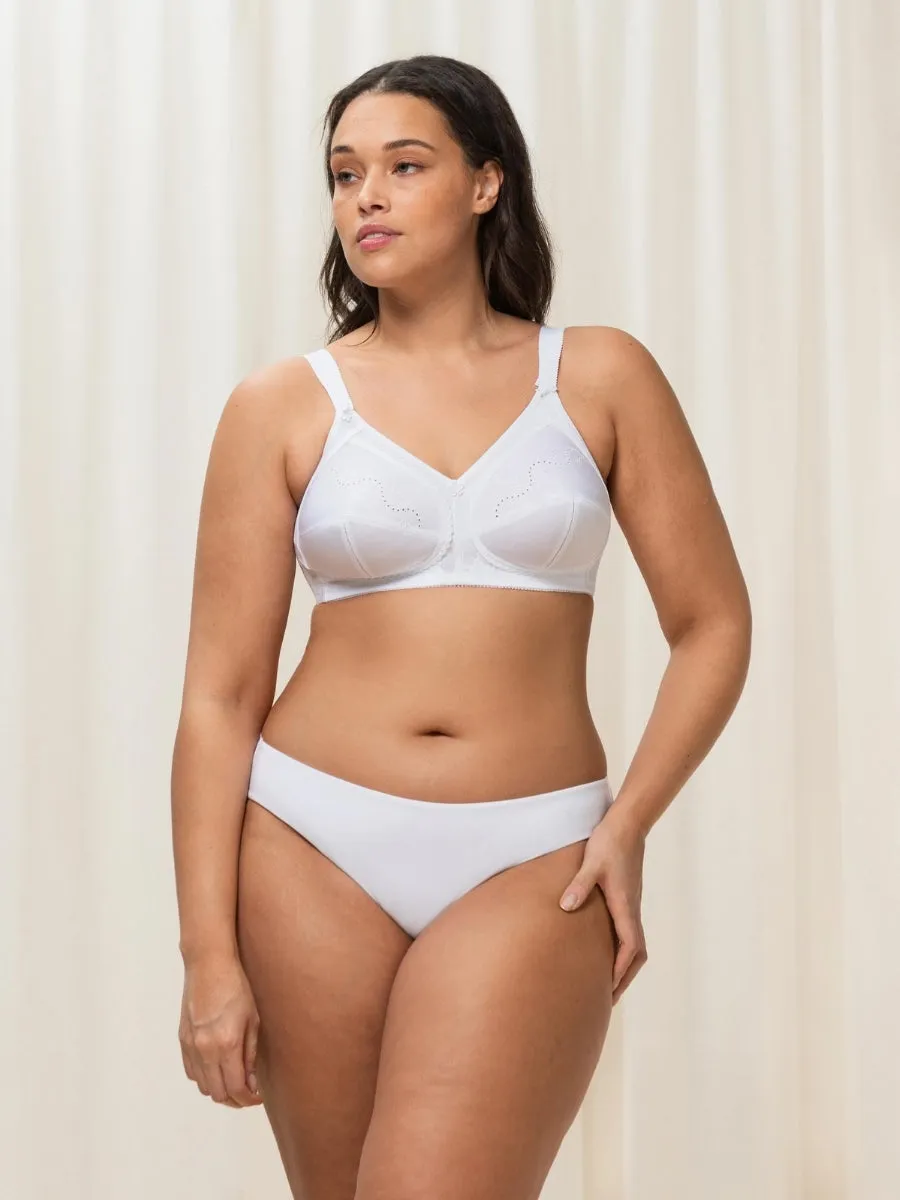 Doreen   Cotton Full Cup Bra - White