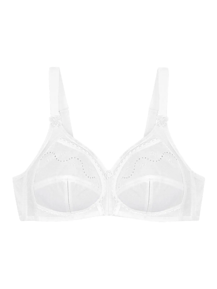 Doreen   Cotton Full Cup Bra - White