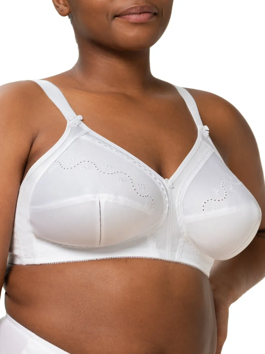 Doreen   Cotton Full Cup Bra - White