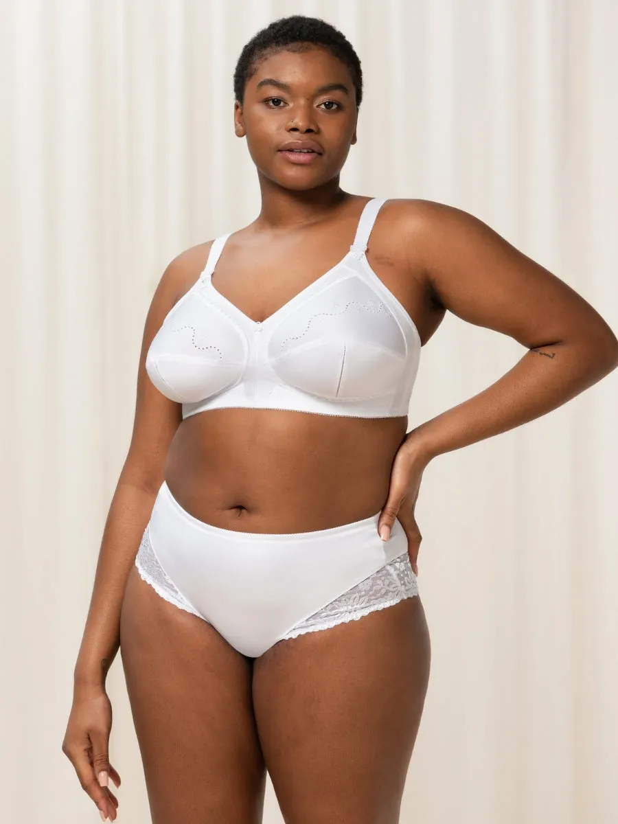 Doreen   Cotton Full Cup Bra - White