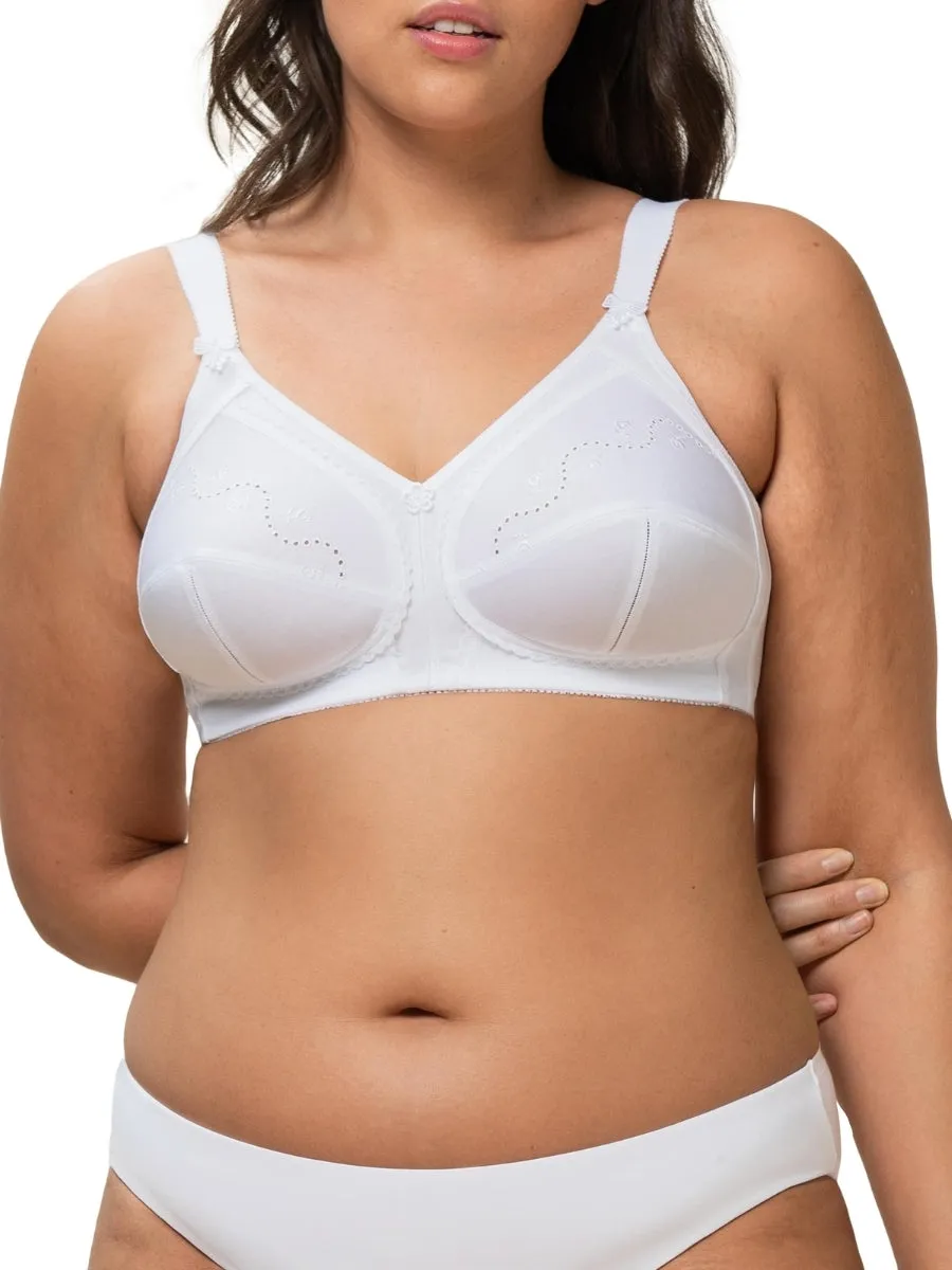 Doreen   Cotton Full Cup Bra - White