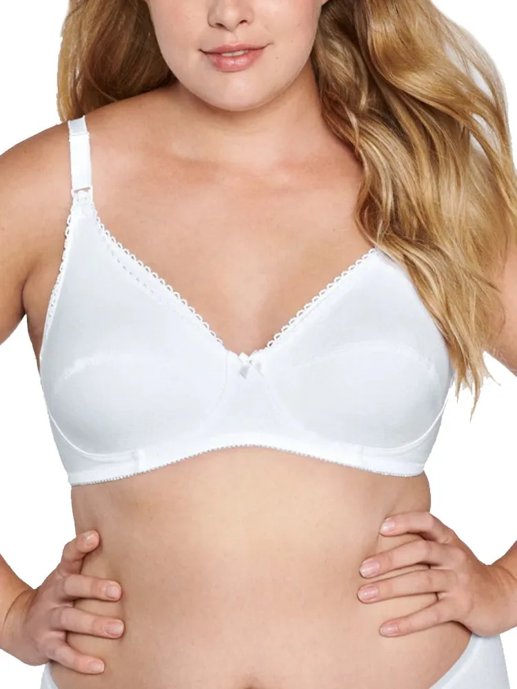 Drop Cup Cotton Nursing Bra - White