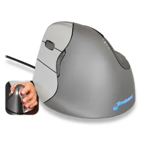 Evoluent Vertical Mouse 4 Ergonomic Left Handed Mouse (Regular Size) with USB Wired Connection, Programmable Buttons, and Supports Windows MacOS Linux for Desktop Computer Laptop PC