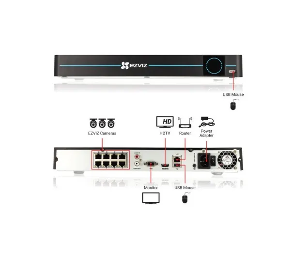 Ezviz BN-1846A2 8-Channel 4MP NVR With 2TB HDD And 6 4MP Outdoor Network Bullet Cameras Kit