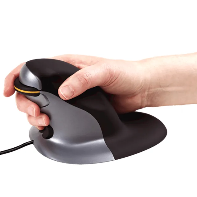 Fellowes Penguin Ambidextrous Vertical Mouse Wired Medium Black/Grey