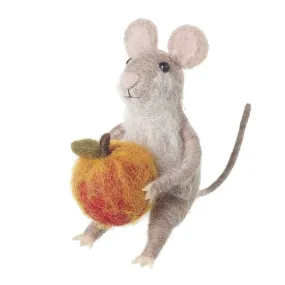 Felt Mouse with Pumpkin Halloween Decoration