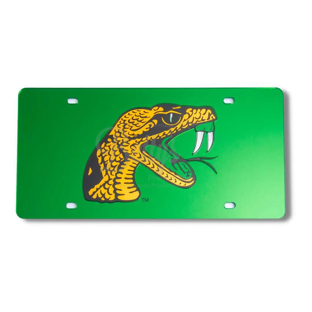 Florida A&M University FAMU Venom Laser Engraved Mirrored Acrylic Auto Tag License Plate