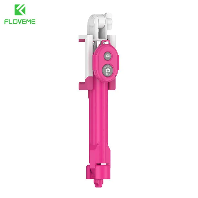 FLOVEME Foldable Mini Selfie Stick Self Bluetooth Selfie Stick Tripod Bluetooth Shutter Remote Controller for iPhone Android