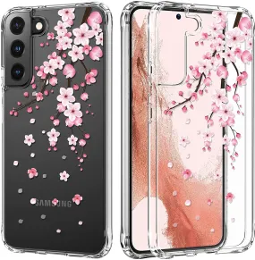 Galaxy S22 Clear Design Girly Flower Case for Women Girls