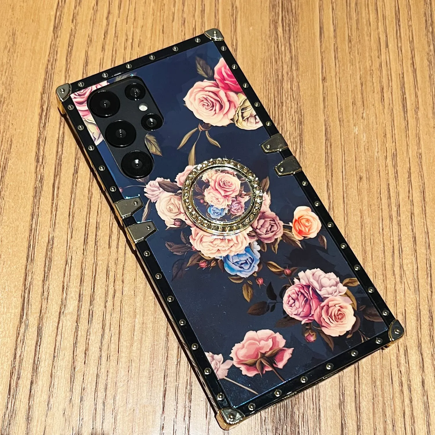 Galaxy S22 Ultra Shockproof Kickstand Ring Flower Case