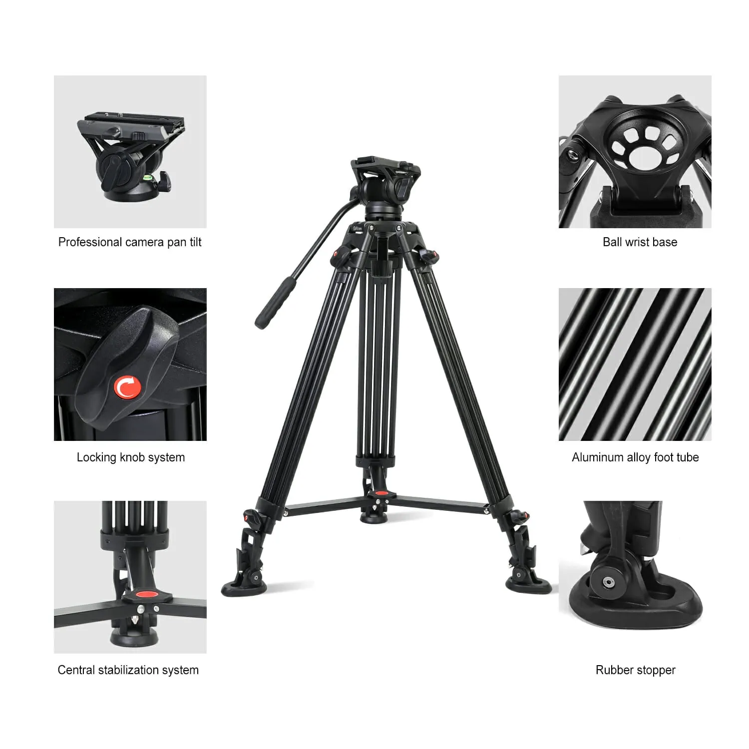 GVM Aluminum Camera Video Tripod DX16 with Fluid Head System